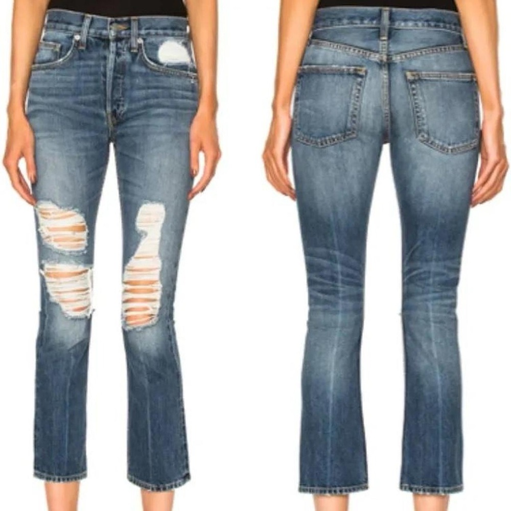 NWT Brock Collection Blue Denim Ripped Bootcut Ankle Charlie Jeans ~ Size 6